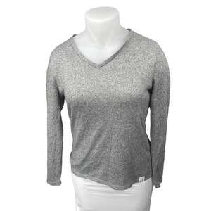 Hurley Women's Gray Knit Long Sleeve V-Neck Active Sweatshirt  Sweater Top Sz XL